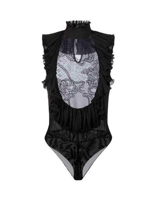 Body in georgette e pizzo con rouches Elisabetta Franchi | CB01067E2110